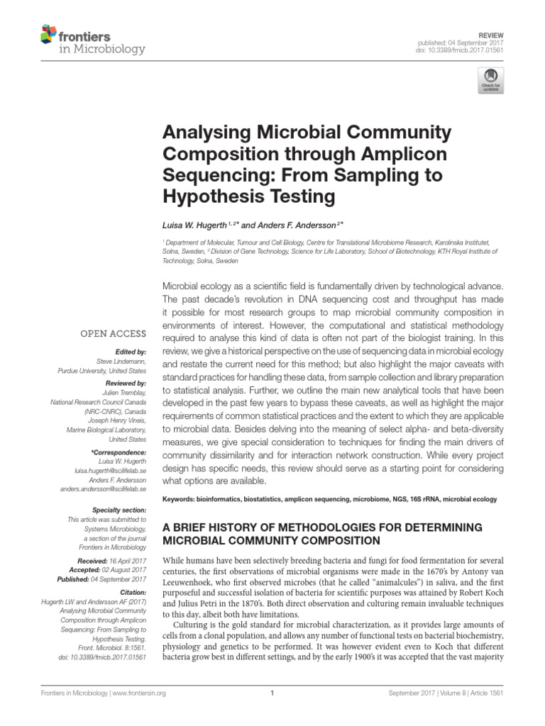 Analysing Microbial Community Composition Through Amplicon Sequencing ...