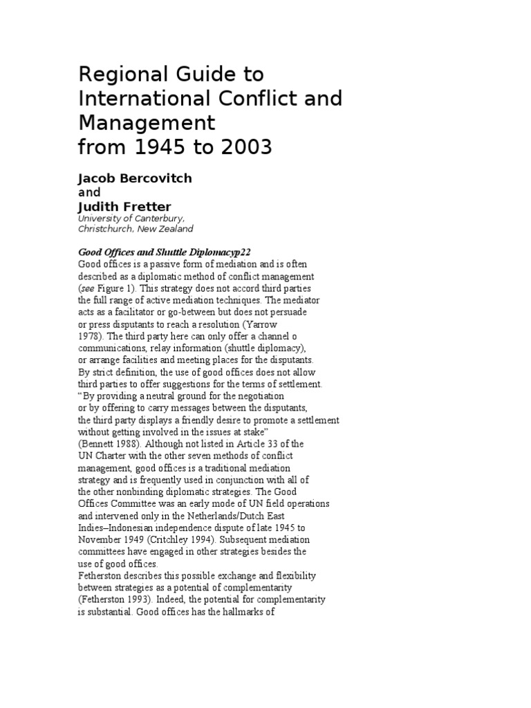 Good Offices and Shuttle Diplomacy PDF Mediation Diplomacy