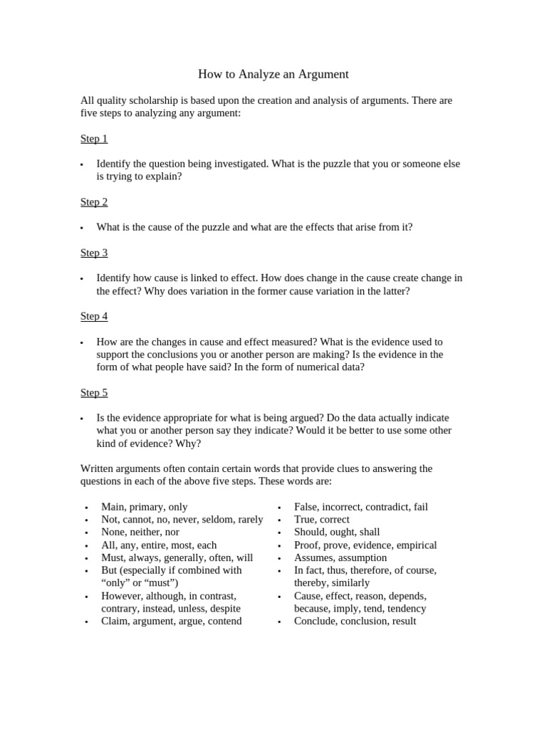 Steps to Analyze an Argument | PDF