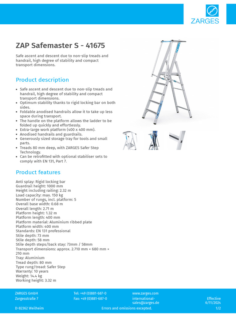 ZAP Safemaster S Ladder Overview | PDF | Ladder