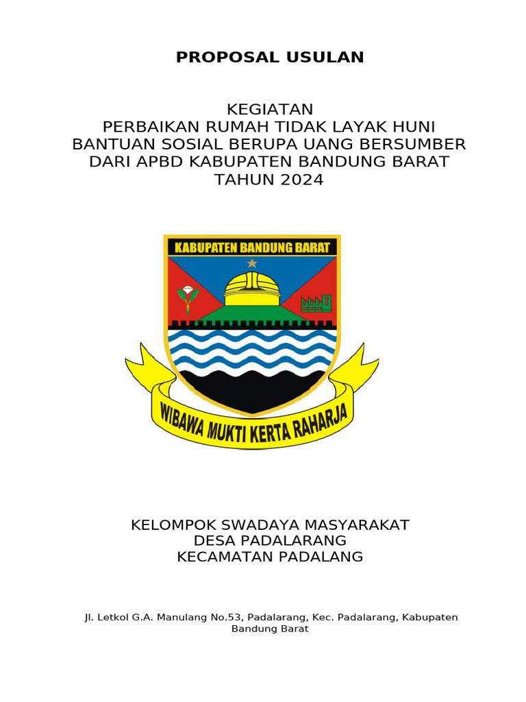 Usulan Perbaikan Rumah Layak Huni 2024 | PDF