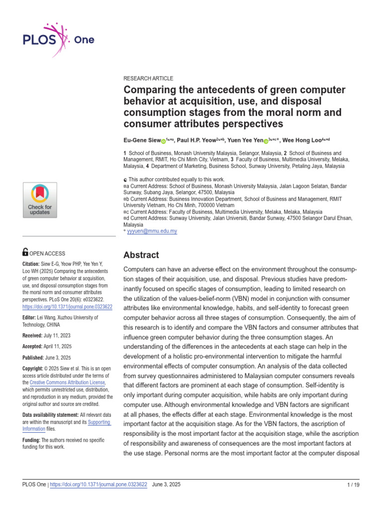 Green Computer Behavior: A Comparative Study | PDF | Survey Methodology ...