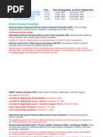 Olympiad Exam Dates 2025-2026 | PDF