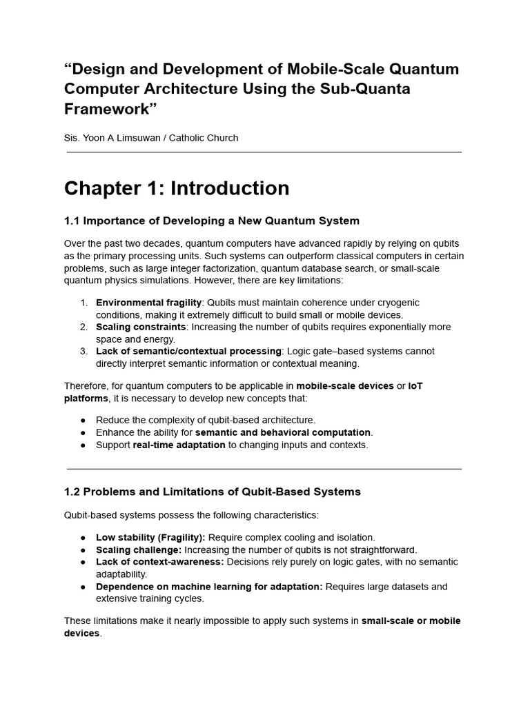 Design and Development of Mobile-Scale Quantum Computer Architecture ...