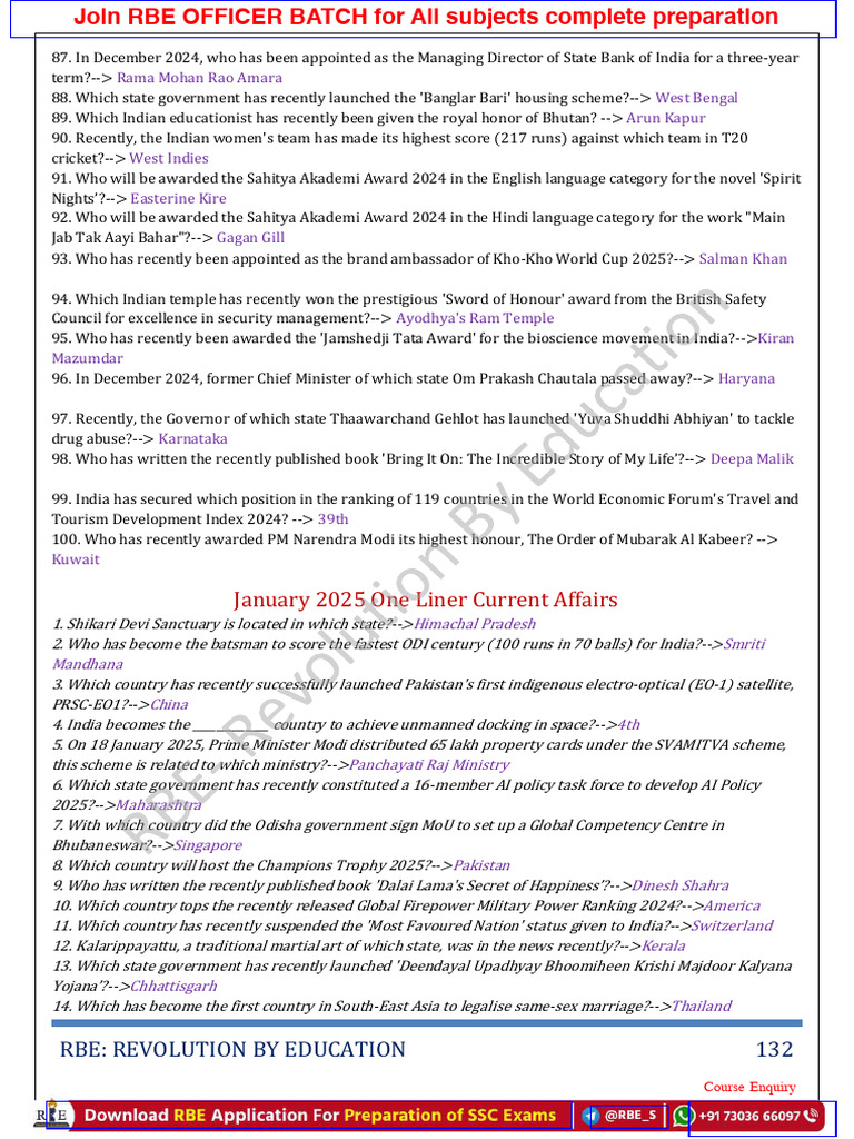 December 2024 Current Affairs Summary | PDF