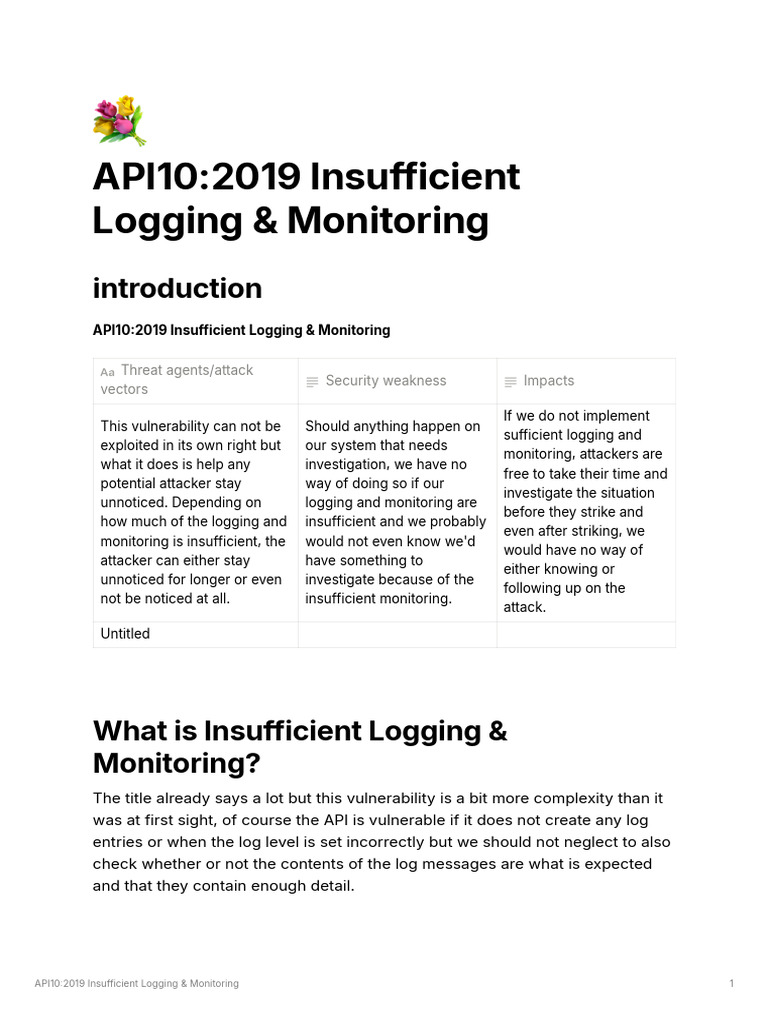 Insufficient Logging & Monitoring Risks | PDF | Information Technology ...
