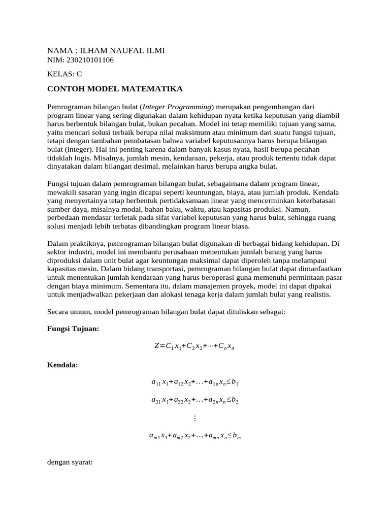 Pemrograman Bilangan Bulat untuk Proker | PDF