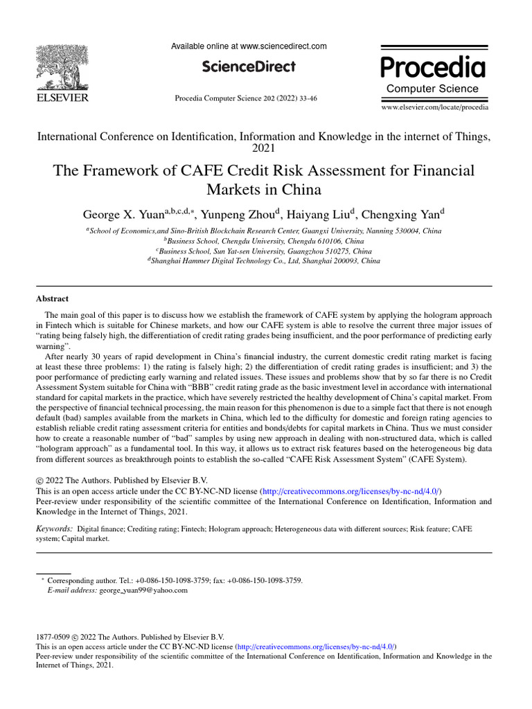 The Framework of CAFE Credit Risk Assessment For Final - Yr2022 ...