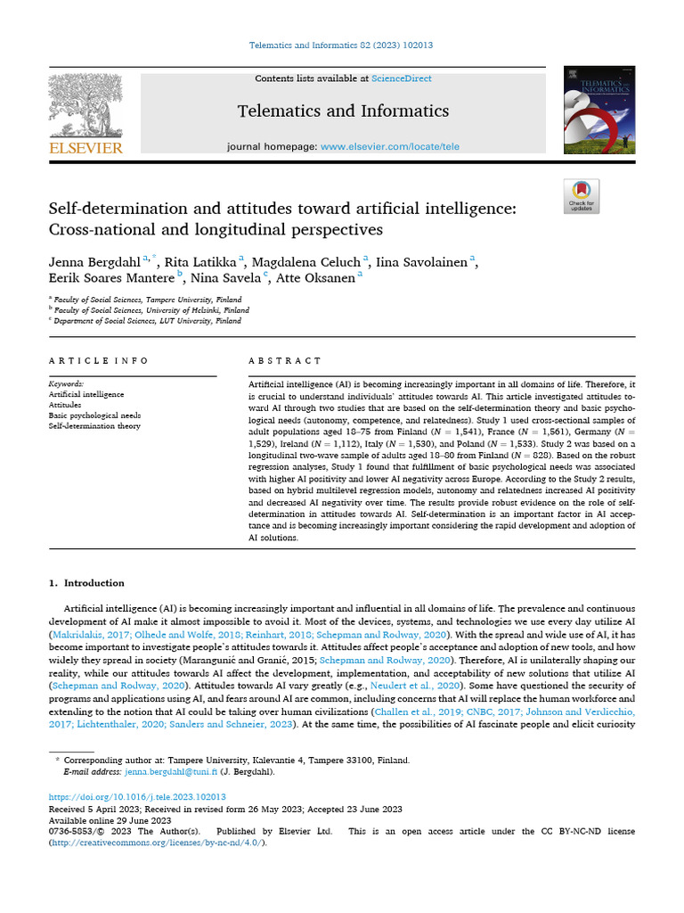 Attitude Towards AI | PDF | Attitude (Psychology) | Errors And Residuals