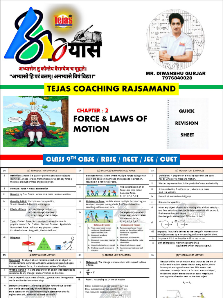 Force and Motion Revision Guide | PDF | Force | Newton's Laws Of Motion