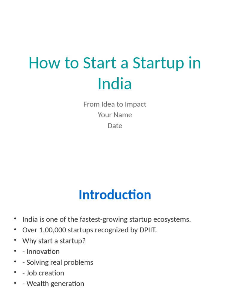 How To Start A Startup in India Themed | PDF