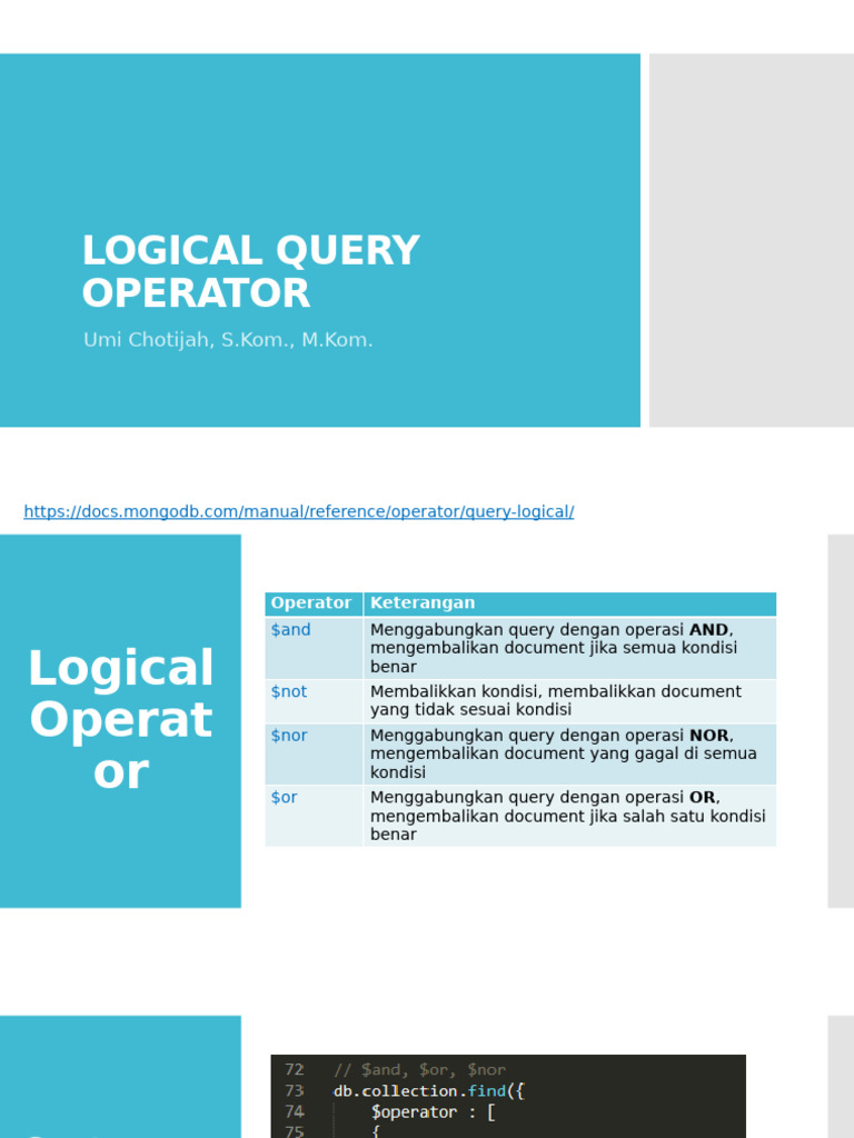 Operator Logika dalam MongoDB | PDF