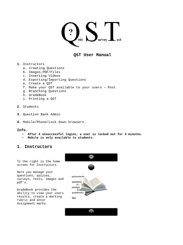 QST User Manual for Instructors | PDF | Computing | Software