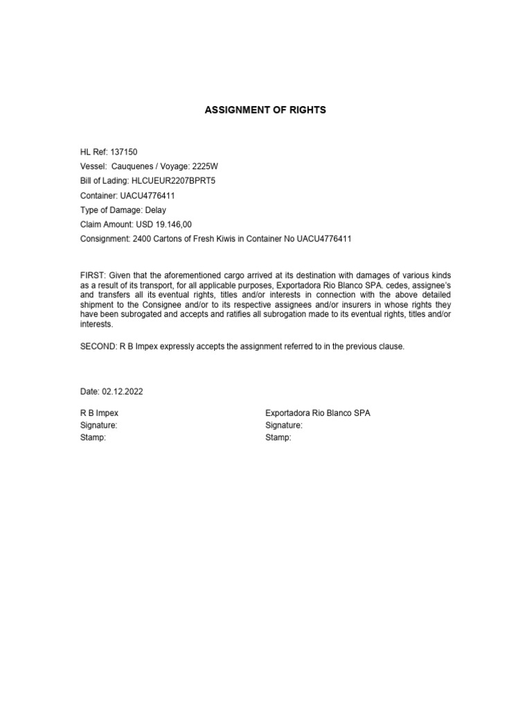 Assignment of Rights. | PDF