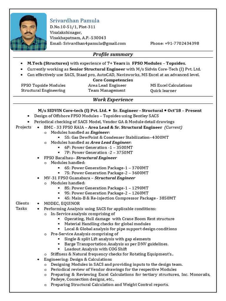 Senior Structural Engineer Profile | PDF