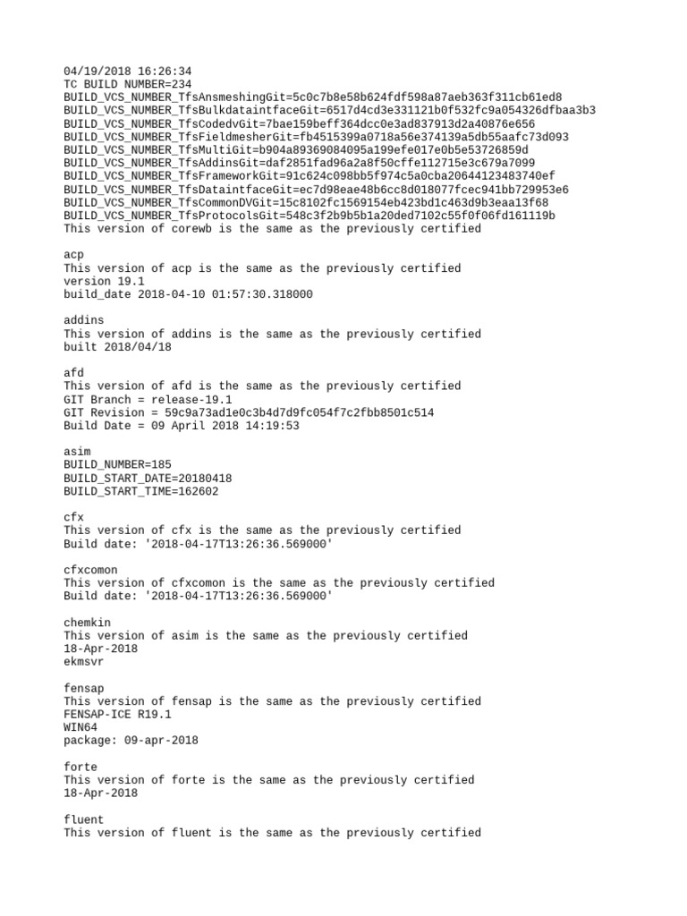 ANSYS Build Version Certification Details | PDF
