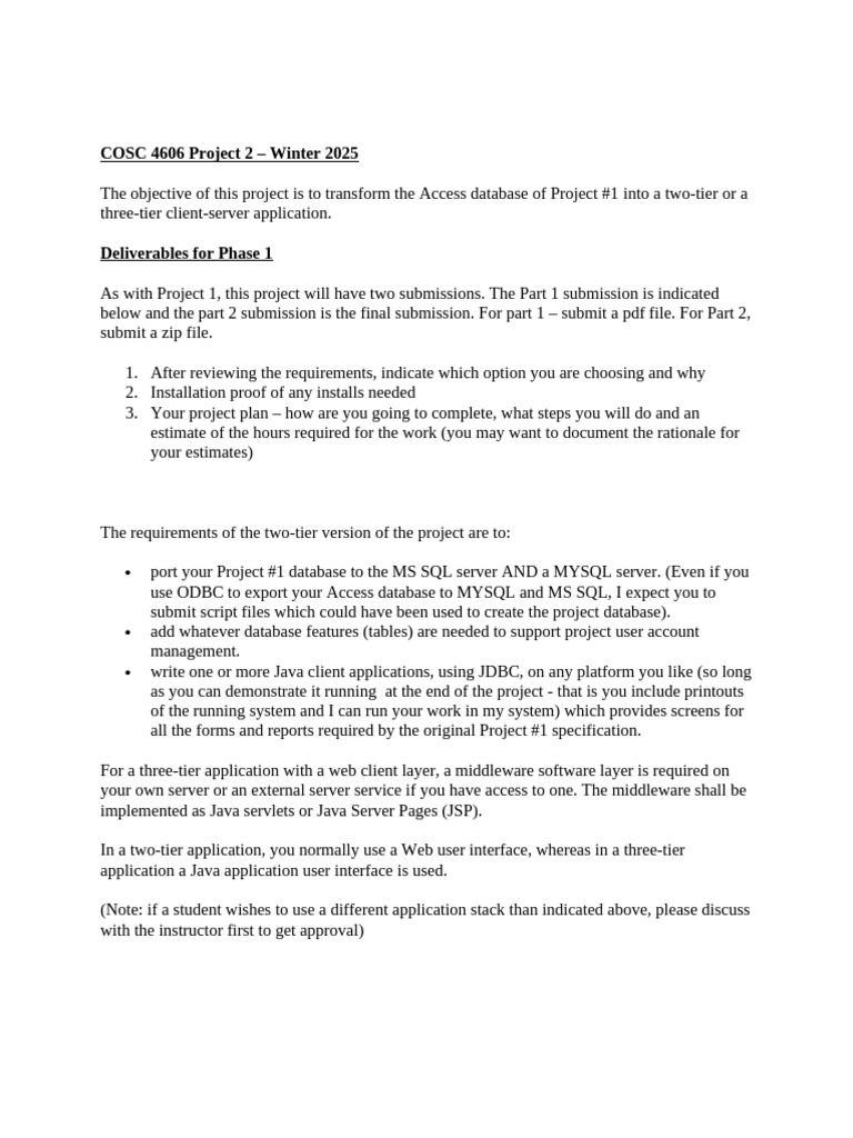 COSC 4606 Project 2: Client-Server App | PDF | Databases | Microsoft ...