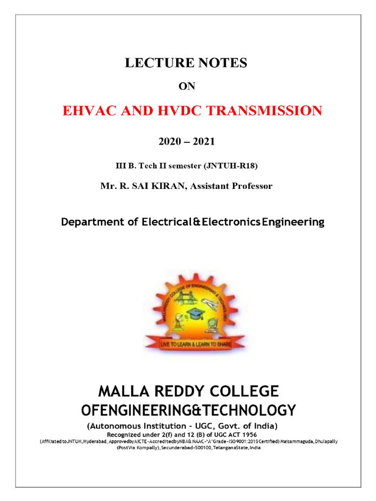 Ehvac and HVDC Transmission | PDF | Electric Power Transmission | High ...