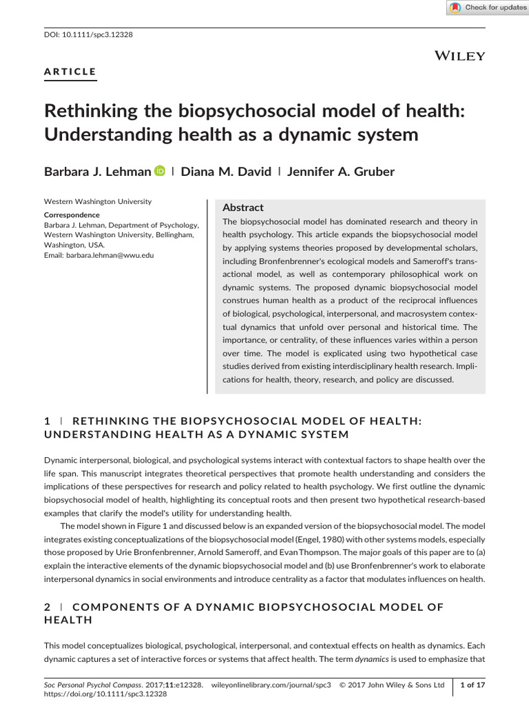 Dynamic Biopsychosocial Model Explained | PDF | Psychology | Attachment ...