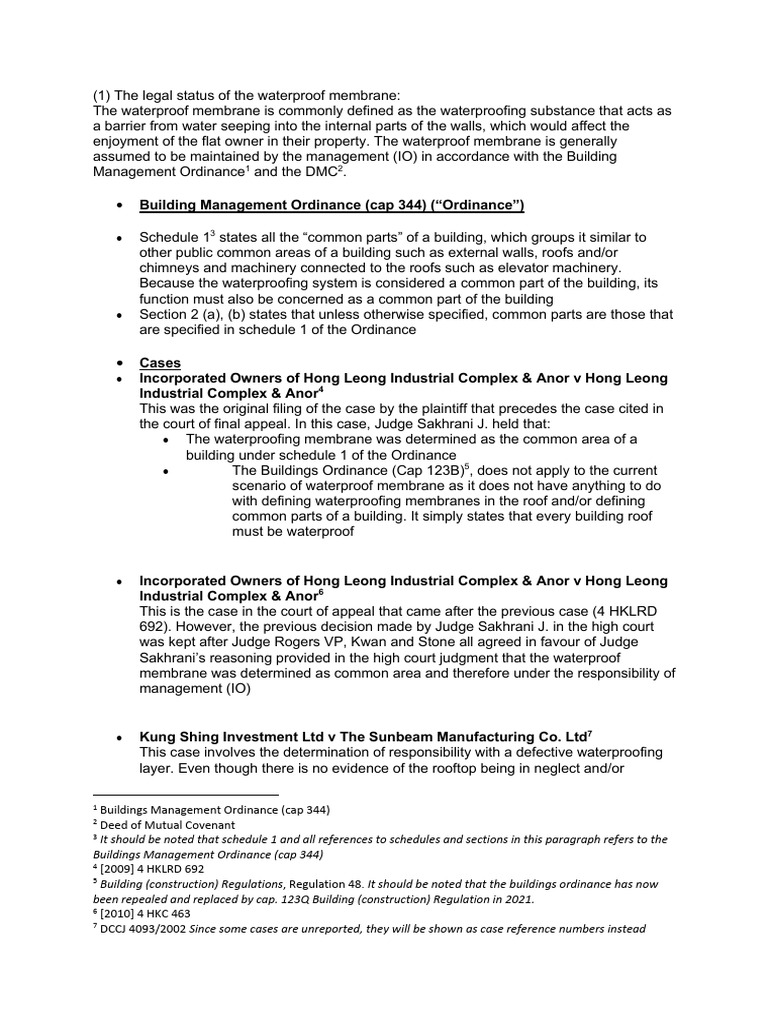 Legal Status of Waterproof Membrane | PDF | Covenant (Law) | Justice