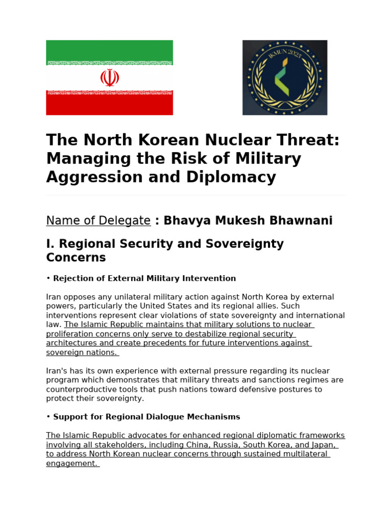 Iran Position Paper IKMUN 2025 | PDF | Nuclear Proliferation | Diplomacy