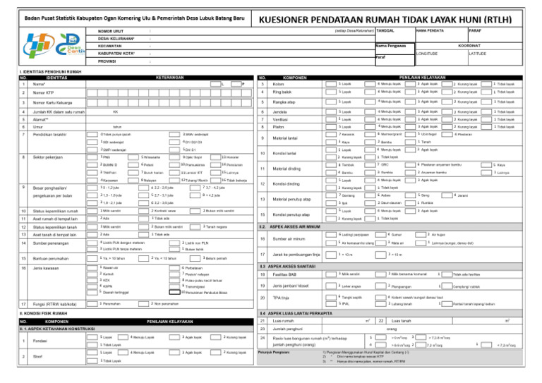 Kuesioner RTLH Kabupaten Ogan Komering Ulu | PDF