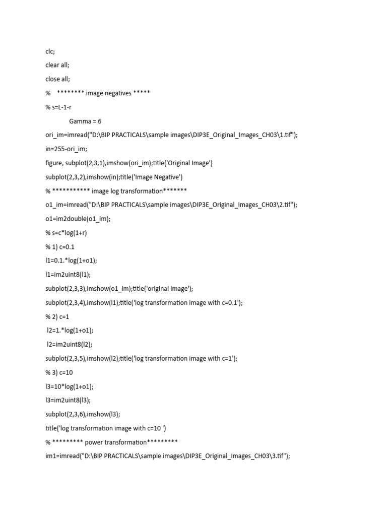 Image Transformations in MATLAB | PDF