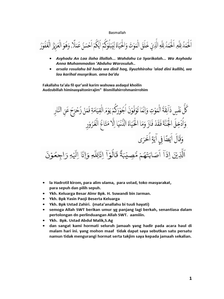 Haul Ke-10 H. Suwandi Bin Jarman | PDF