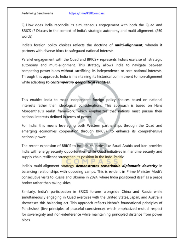 India’s Multi-Alignment Strategy Explained | PDF | Foreign Policy ...