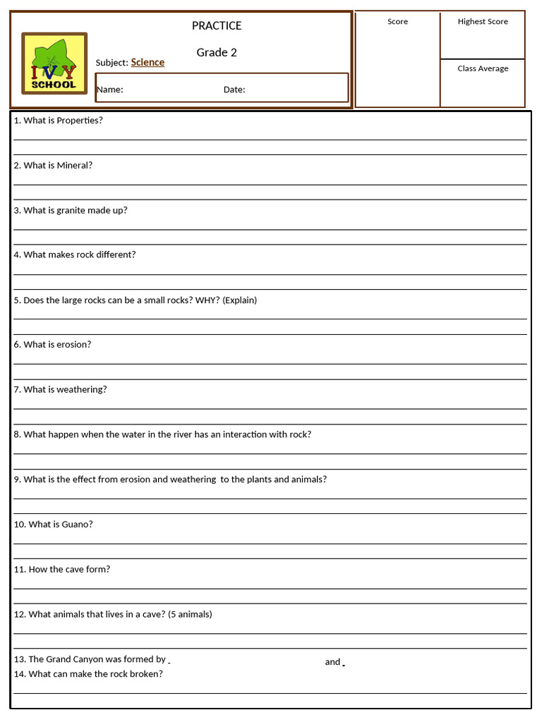 Grade 2 Science Practice Questions | PDF