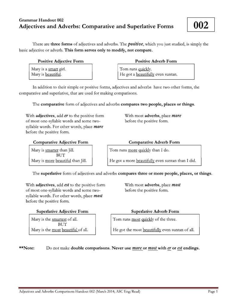 Comparative Superlative | PDF