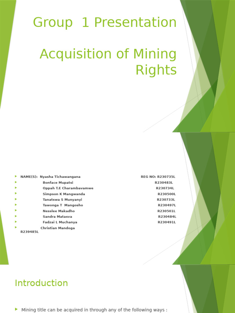Group 1 Mining Presentatition | PDF | Mineral Rights | Prospecting