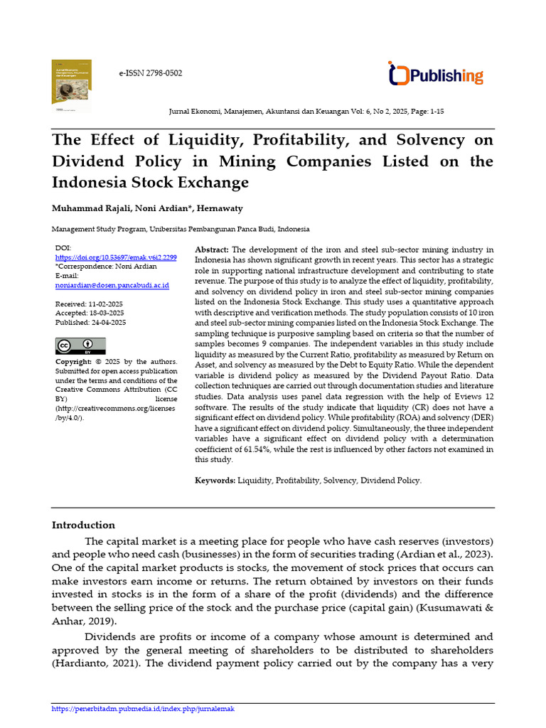 The Effect of Liquidity Profitability and Solvency | PDF | F Test ...