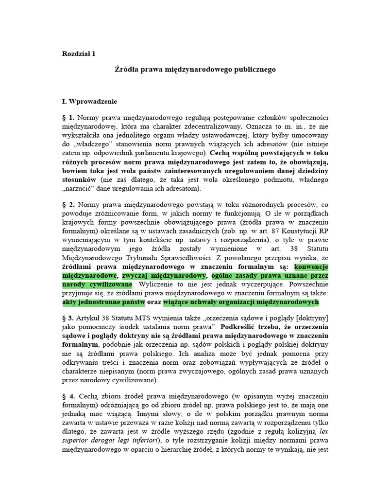 Źródła Prawa Międzynarodowego | PDF