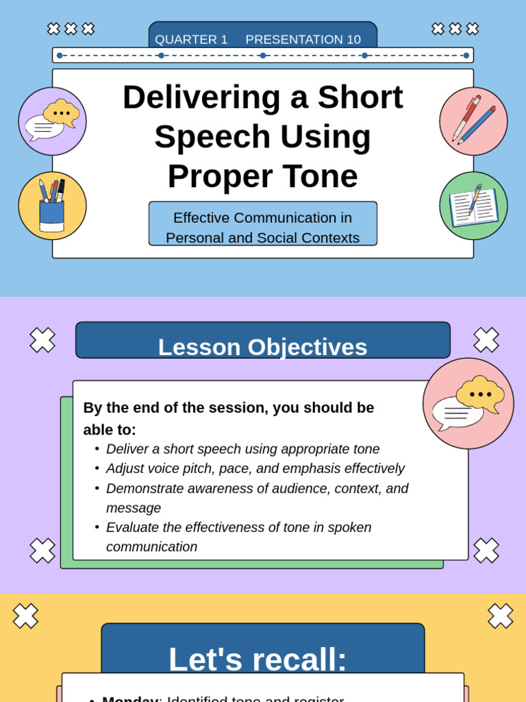 Lesson 10 Delivering A Short Speech | PDF | Tone (Linguistics) | Speech