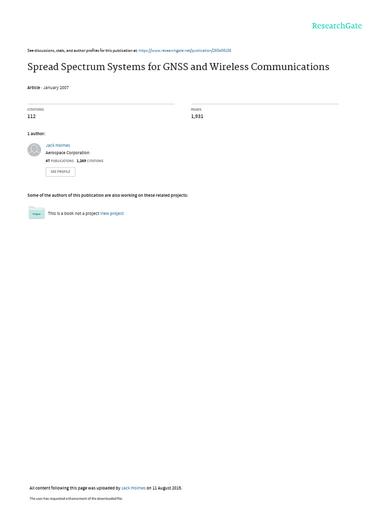 Spread Spectrum Systems for GNSS & Wireless | PDF | Channel Access ...