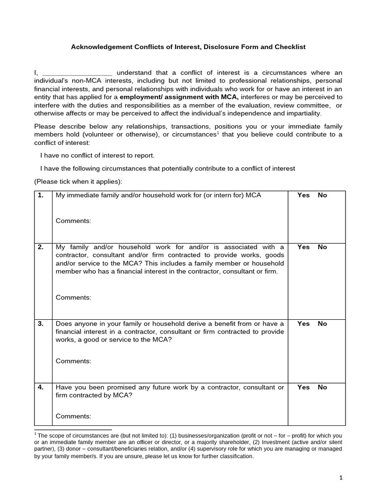 Peter Mallouk's Conflict of Interest Form | PDF | Conflict Of Interest ...