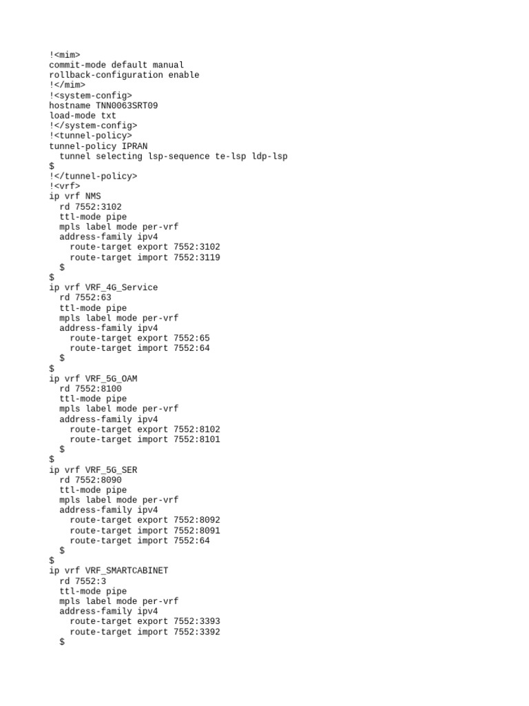Network Configuration for TNN0063SRT09 | PDF | Networking ...