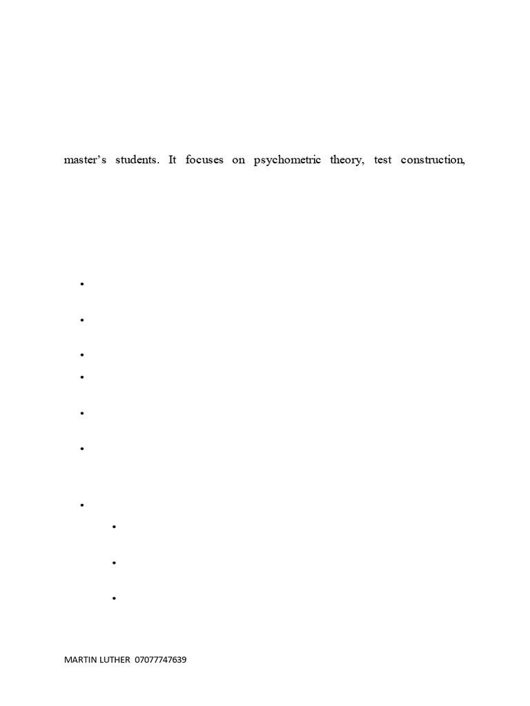 Advanced Psychological Testing Course | PDF | Psychometrics | Psychology