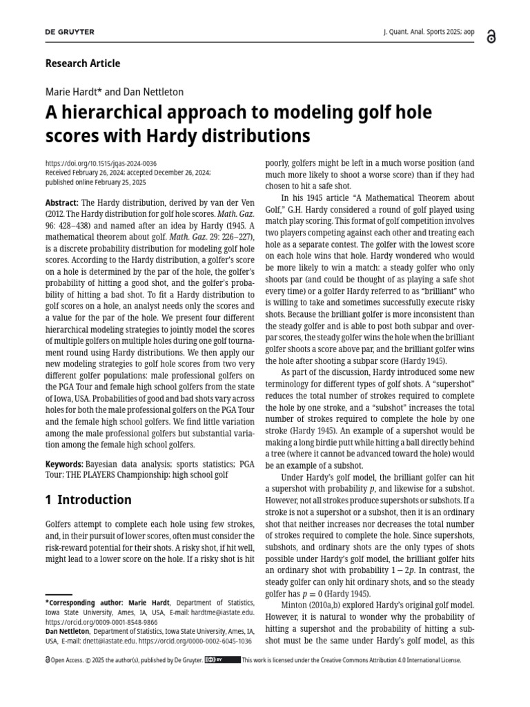 Modeling Golf Scores with Hardy Distributions | PDF | Par (Score ...