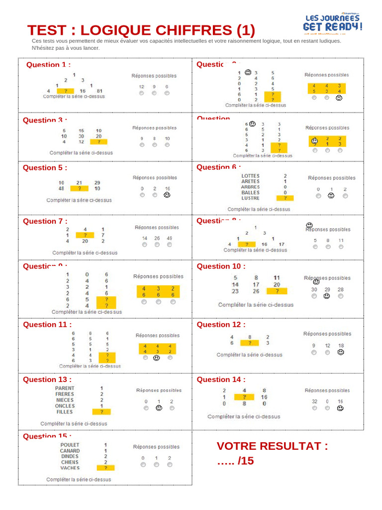 Test de logique avec chiffres | PDF