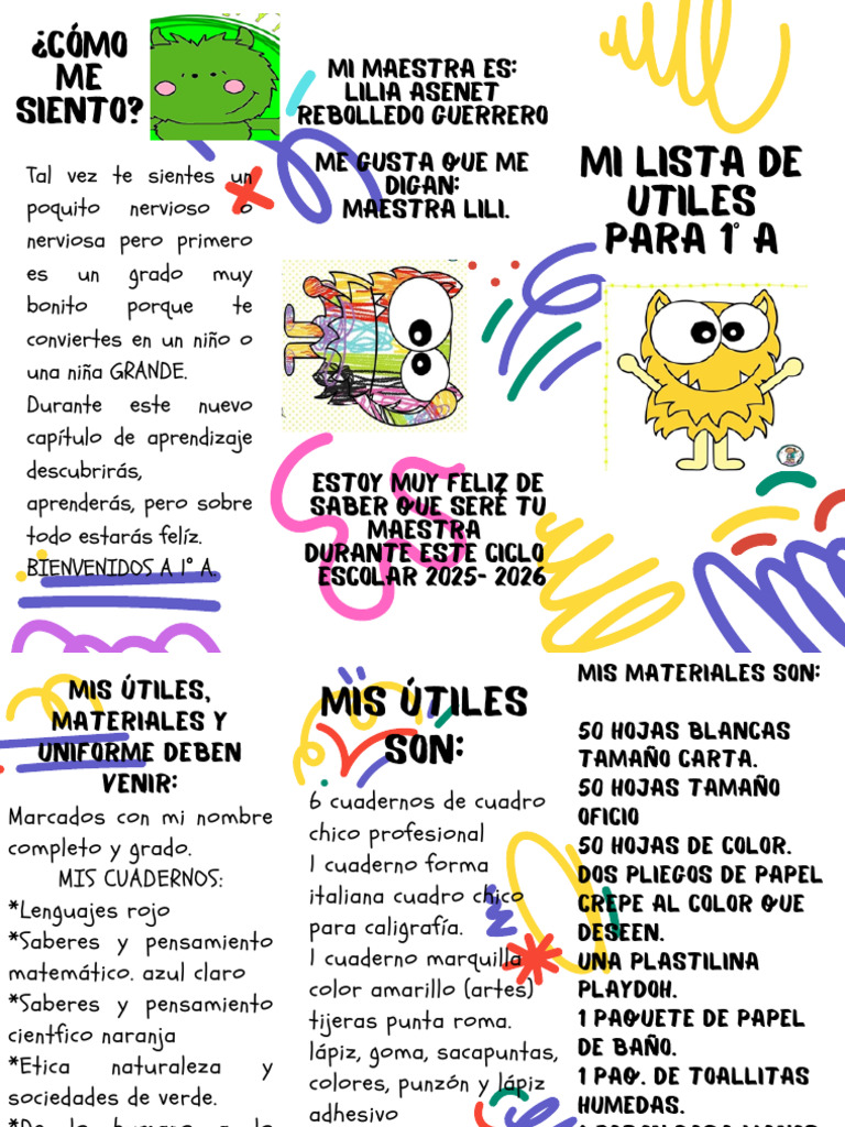 Mi Lista de Utiles para 1° A-1 | PDF