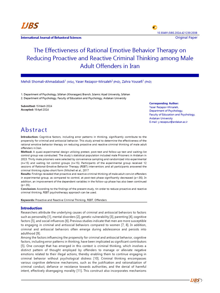 Article 198328 | PDF | Rational Emotive Behavior Therapy | Thought
