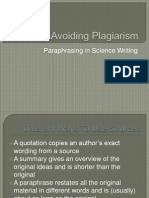 Paraphrasing in Science Writing