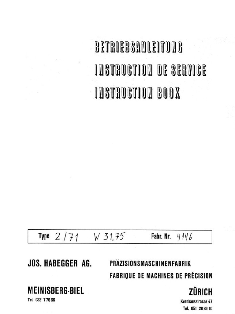 Habegger 102 Simple Instructions | PDF