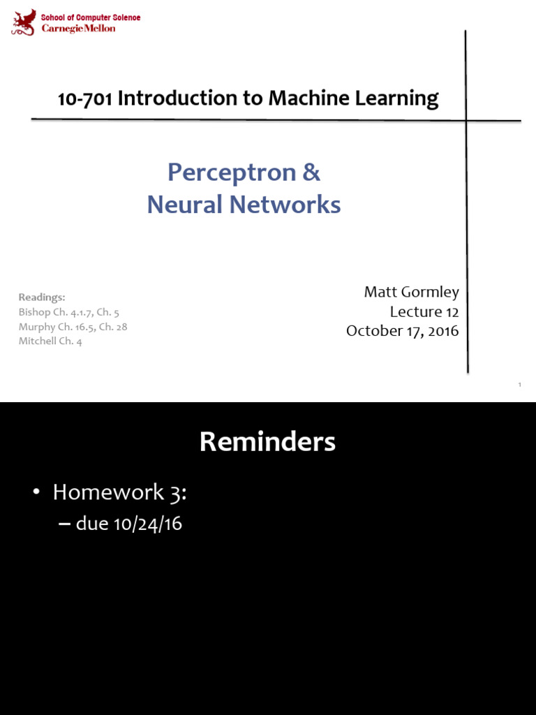 Perceptron and Neural Networks Overview | PDF | Logistic Regression ...