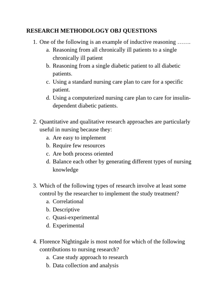 Research Methodology Exam Questions | PDF | Level Of Measurement ...