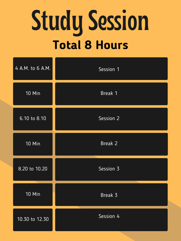 8-Hour Study Session Schedule | PDF