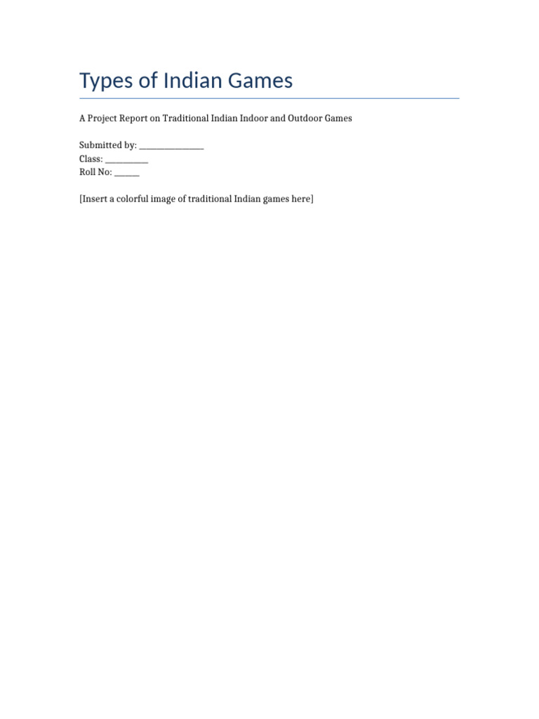 Traditional Indian Indoor and Outdoor Games | PDF