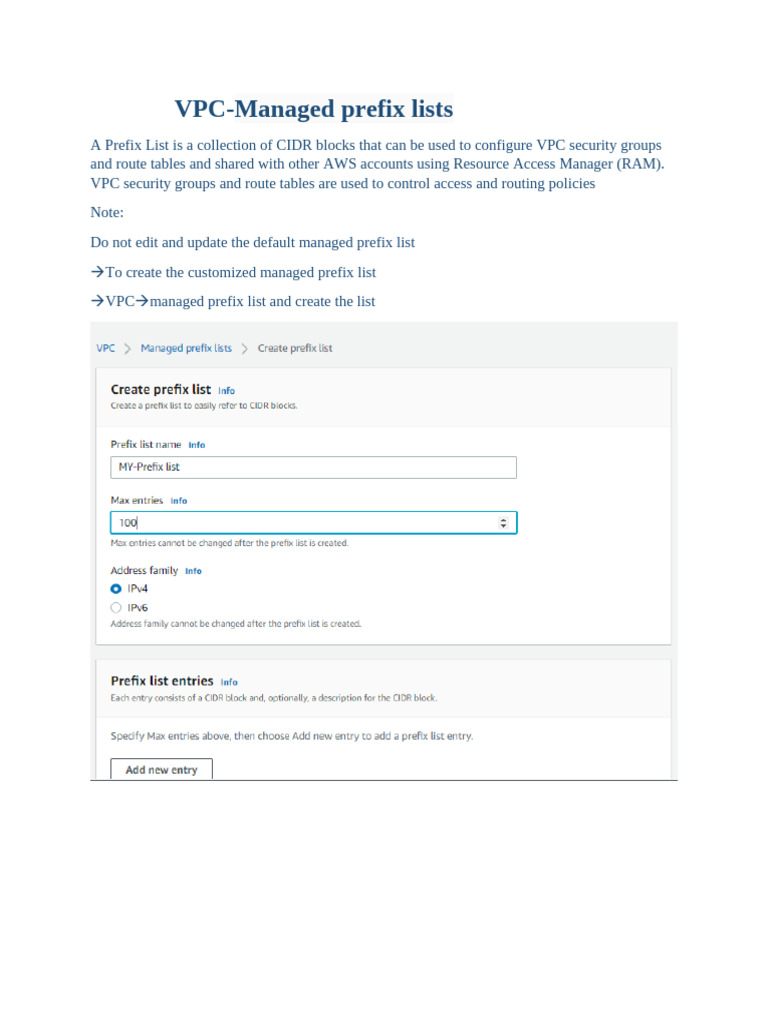 VPC Managed Prefix Lists | PDF
